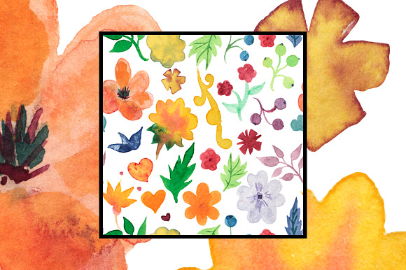 Flowers and leaves watercolor set in Illustrations - product preview 2