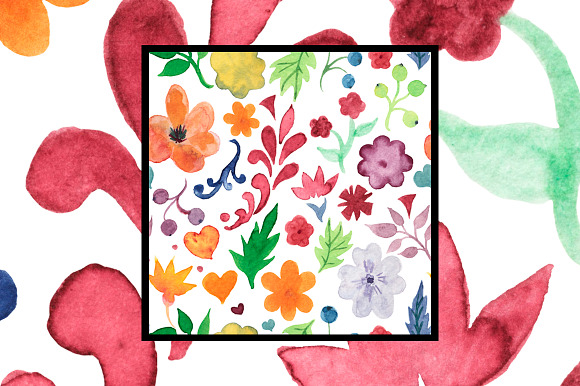 Flowers and leaves watercolor set in Illustrations - product preview 3