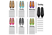 Weekly planner with female shoes