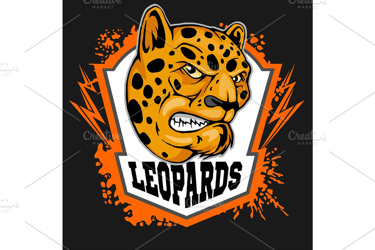 Leopard head mascot for sport team in Illustrations - product preview 8