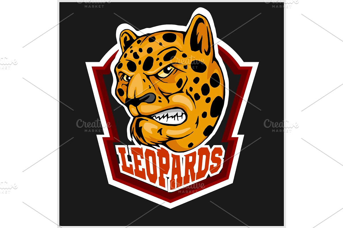 Leopard head mascot for sport team in Illustrations - product preview 8