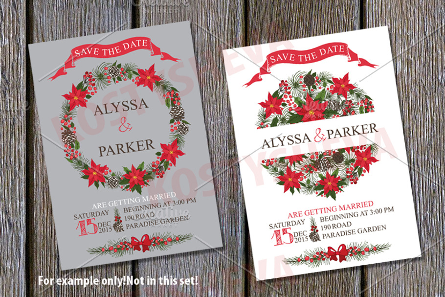 Christmas poinsettia Wreath,group2 in Card Templates - product preview 8