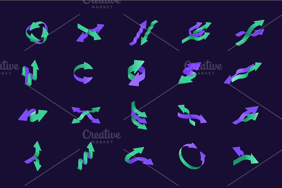 Isometric Arrow Icons in Graphics - product preview 8