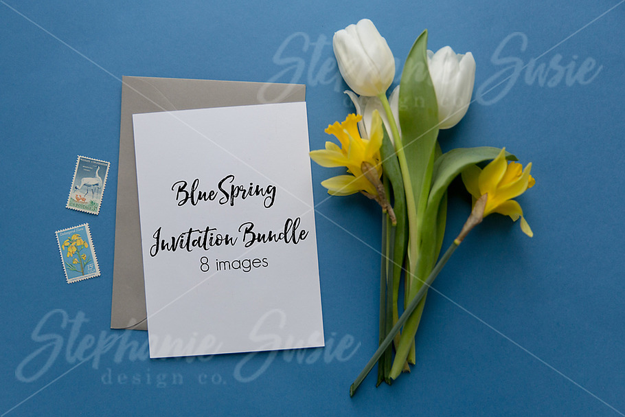 Blue & Grey Invitation Bundle in Print Mockups - product preview 8