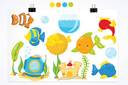 Fish aquarium illustration pack