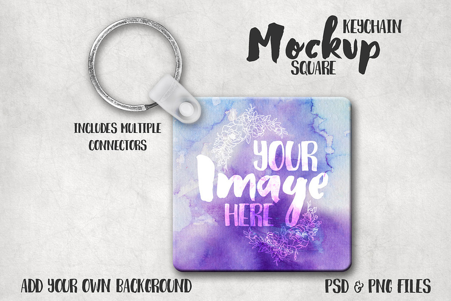 Square Keychain Mockup in Product Mockups - product preview 8