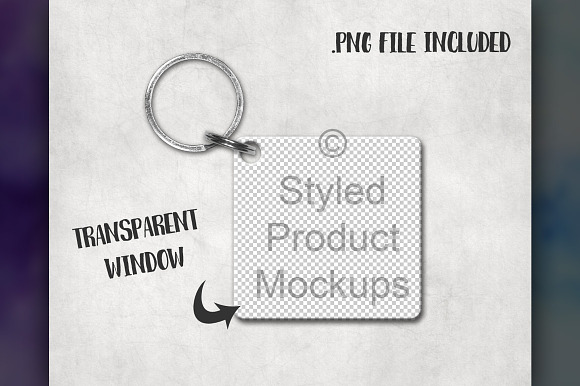 Square Keychain Mockup in Product Mockups - product preview 4