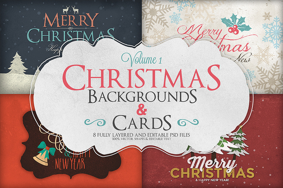Christmas Background & Cards Vol.1 in Card Templates - product preview 8