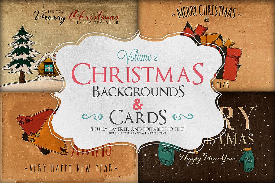 Christmas Background & Cards Vol.2 in Card Templates - product preview 8