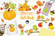 Fall birds illustration pack