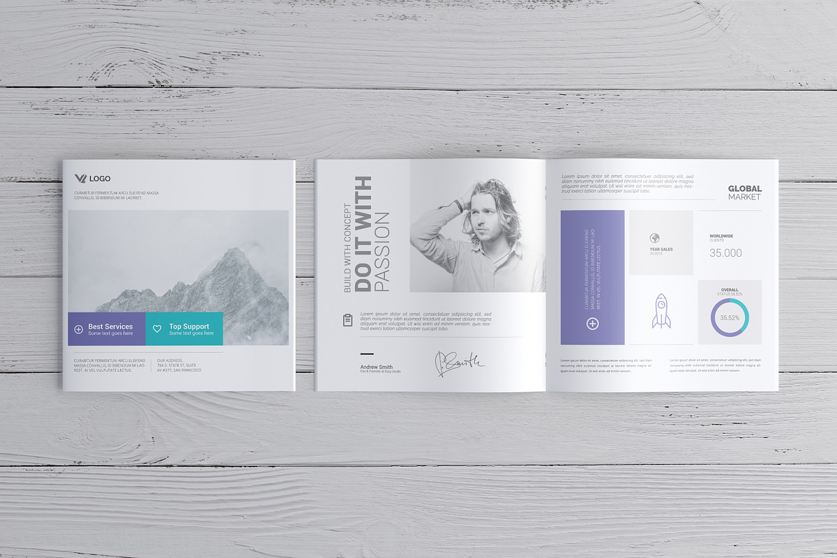 Square Brochure / Catalog Mock-Up in Print Mockups - product preview 8