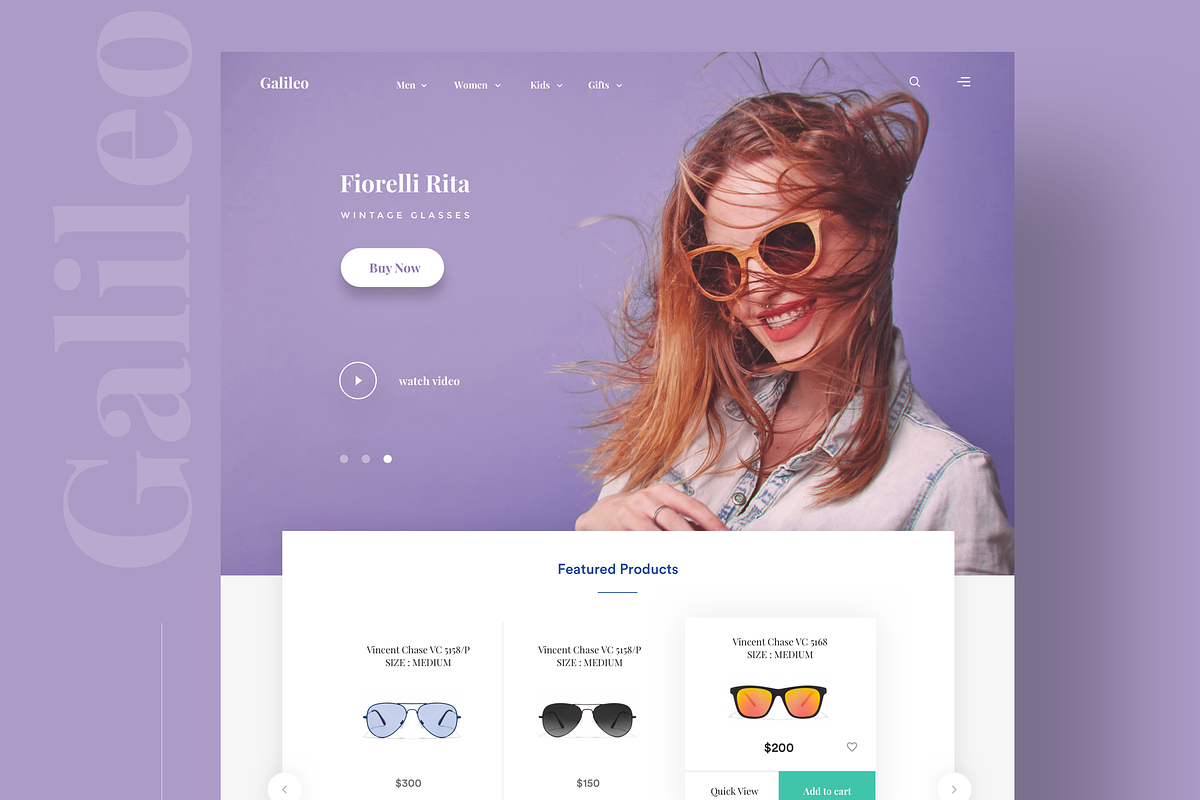 Galilio Landing page for sunglasses  in UI Kits and Libraries - product preview 8