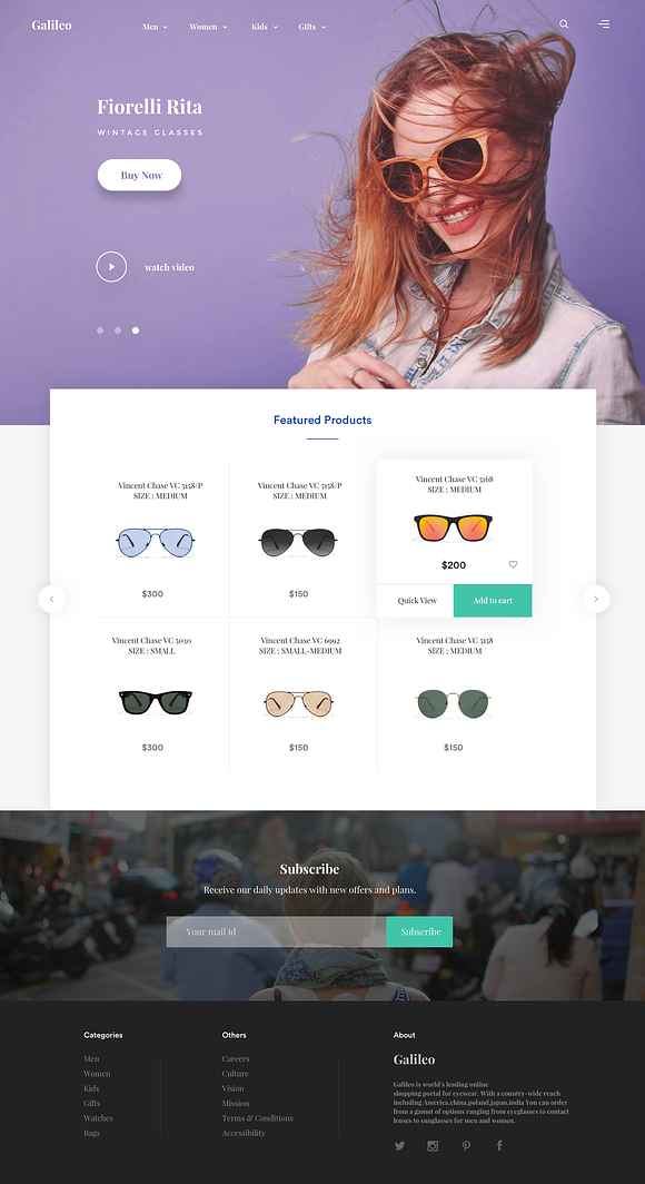 Galilio Landing page for sunglasses  in UI Kits and Libraries - product preview 2