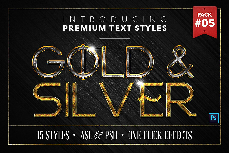 Gold & Silver #5 - 15 Text Styles in Photoshop Layer Styles - product preview 8