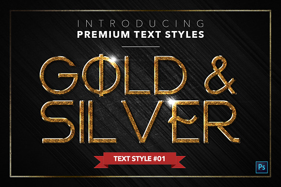 Gold & Silver #5 - 15 Text Styles in Photoshop Layer Styles - product preview 1