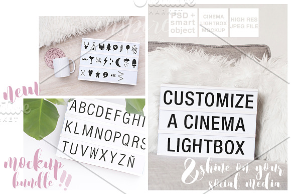 Cinema LightBox Mockup PSD Bundle in Product Mockups - product preview 1