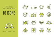 Organic & vegetarian food icons set