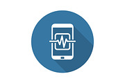 Mobile Medical Supervision Icon. Flat Design.