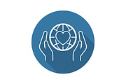 Global Health Assistance Icon. Flat Design.