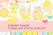 Lemonade Clipart+Pattern set