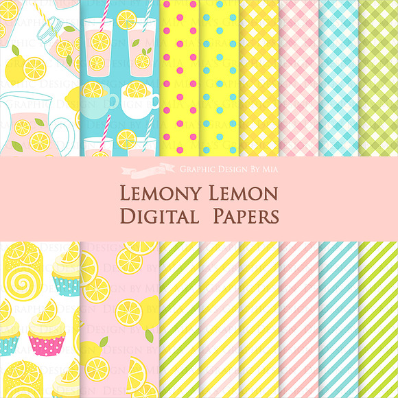 Lemonade Clipart+Pattern set in Illustrations - product preview 3