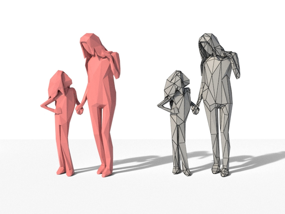Low Poly Posed People Pack 4 in People - product preview 8