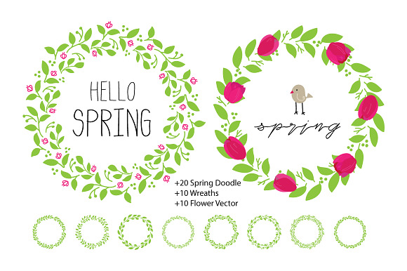WE LOVE SPRING VECTOR ELEMENTS in Illustrations - product preview 1