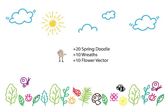 WE LOVE SPRING VECTOR ELEMENTS in Illustrations - product preview 3