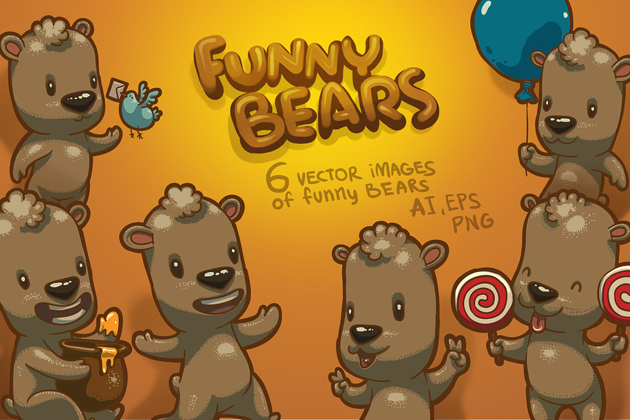 Funny Bears  in Illustrations - product preview 8