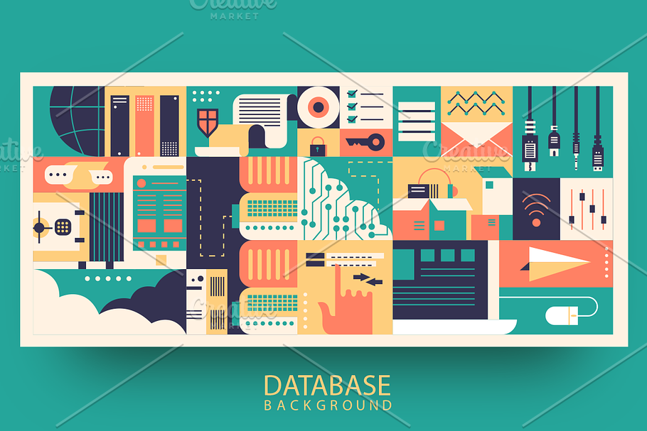 Cloud database flat background in Illustrations - product preview 8