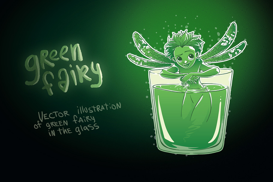 Absinthe green fairy in Illustrations - product preview 8