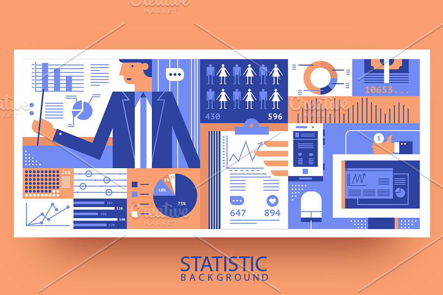 Statistic business flat background in Illustrations - product preview 8