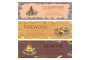 Campfire Firewood and Bonfire Colorful Poster