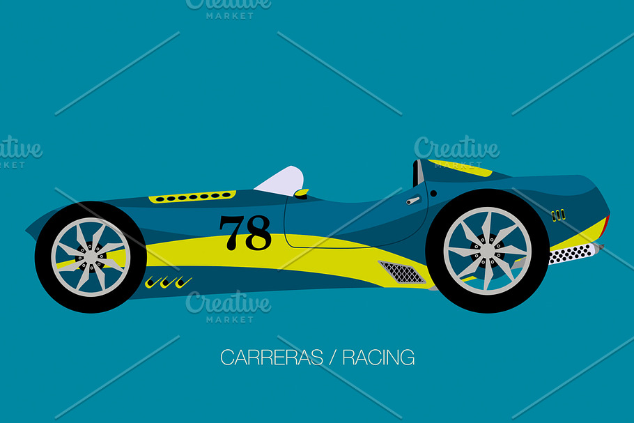 retro modern racing car in Illustrations - product preview 8