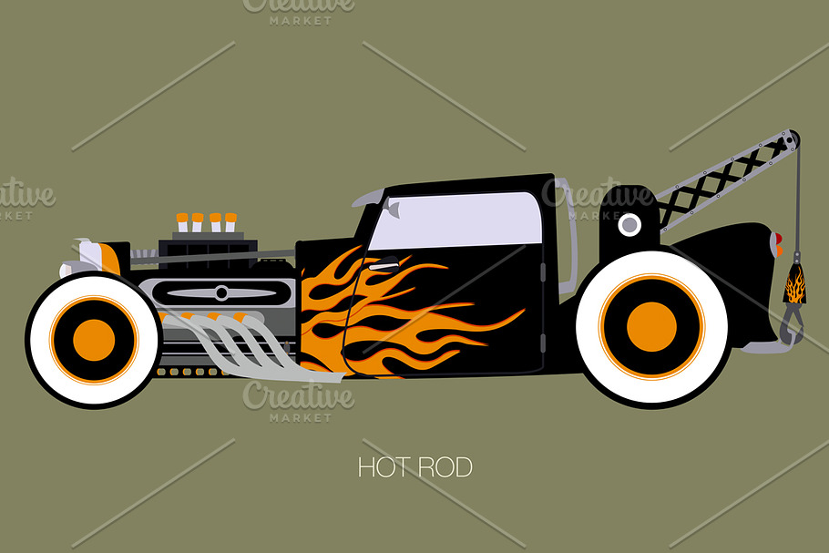 classic crane hot rod in Illustrations - product preview 8