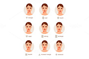 Set of different woman faces