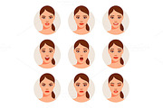 Woman`s different facial expressions