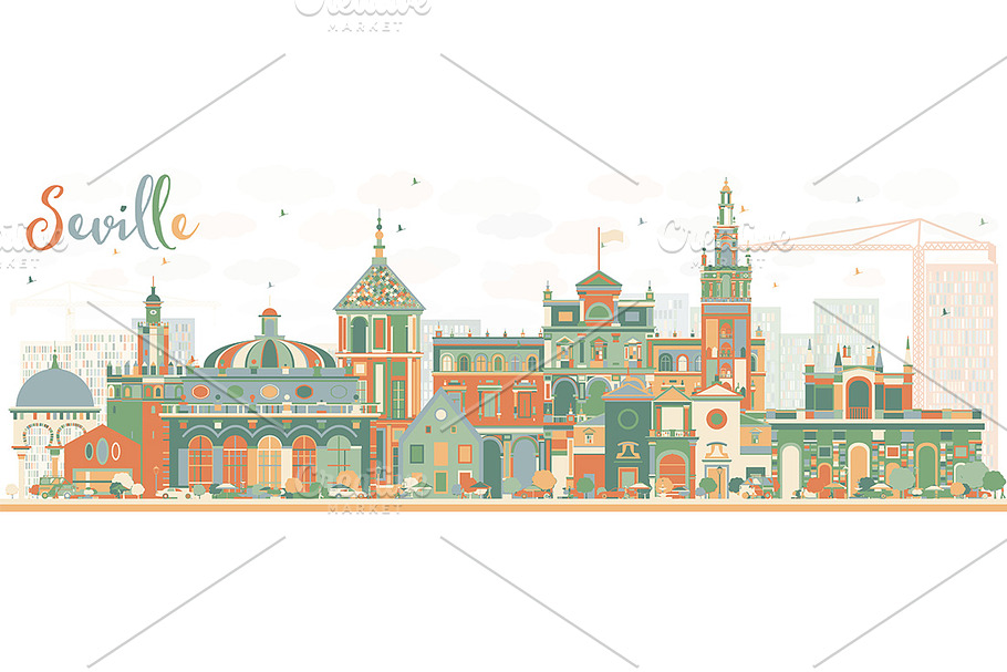Abstract Seville Skyline in Illustrations - product preview 8