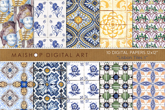 Digital Papers-Lisbon Tiles II in Patterns - product preview 2