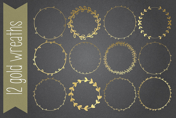 Gold Wreath Garlands // Vector, PNG in Objects - product preview 1