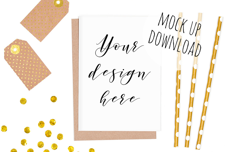 Gold Card or Invite Mockup Party in Print Mockups - product preview 8