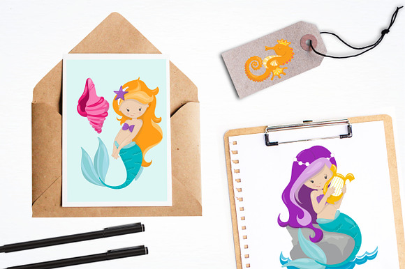 Mermaid illustration pack in Illustrations - product preview 3