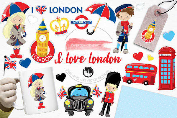 I love London illustration pack