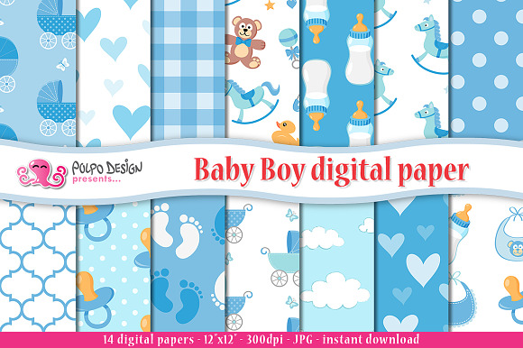 Baby Boy digital paper in Patterns - product preview 1