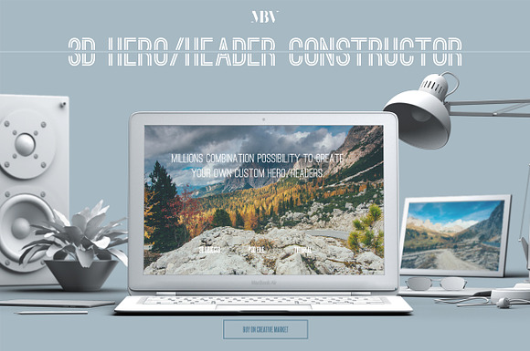 3D Hero/Header Constructor in Scene Creator Mockups - product preview 3
