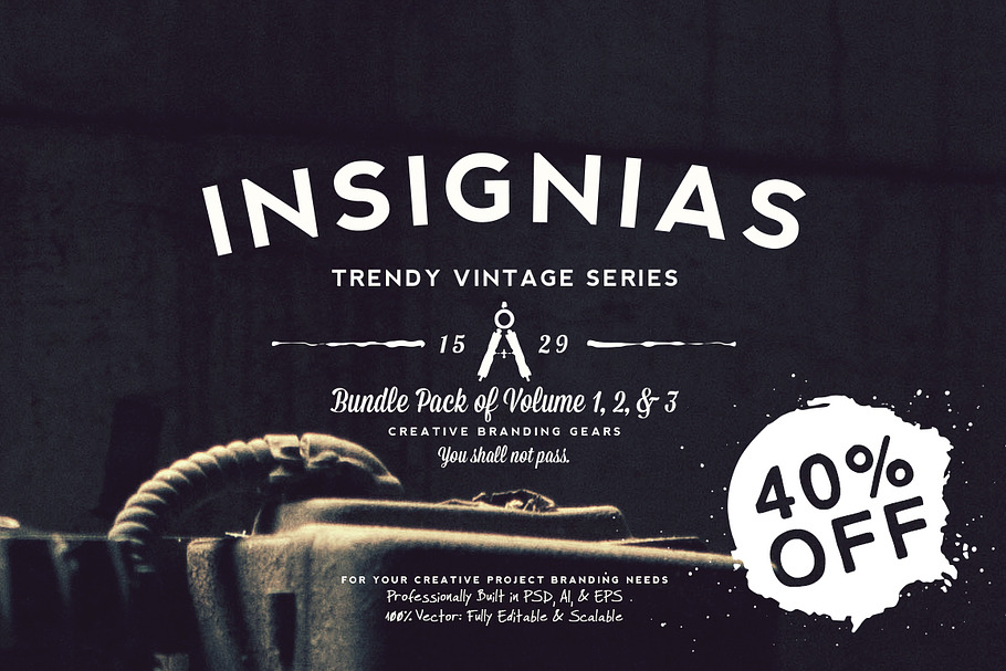 33 Trendy Vintage Insignias Bundle 1 in Logo Templates - product preview 8