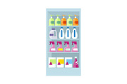 Shelves with Household Chemicals Illustration.