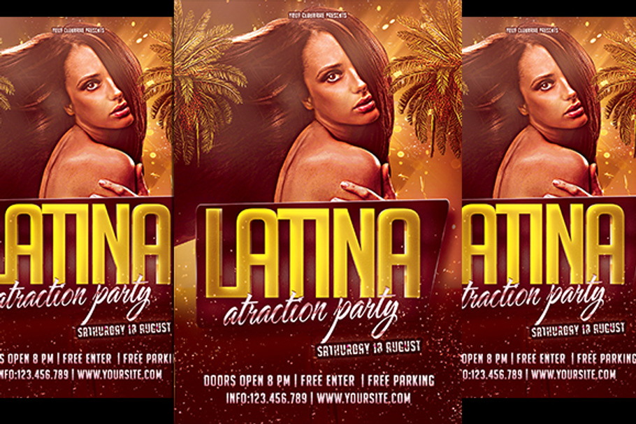 Latina Atraction Party in Flyer Templates - product preview 8