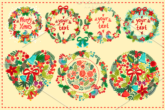 Festive wreaths in Illustrations - product preview 1