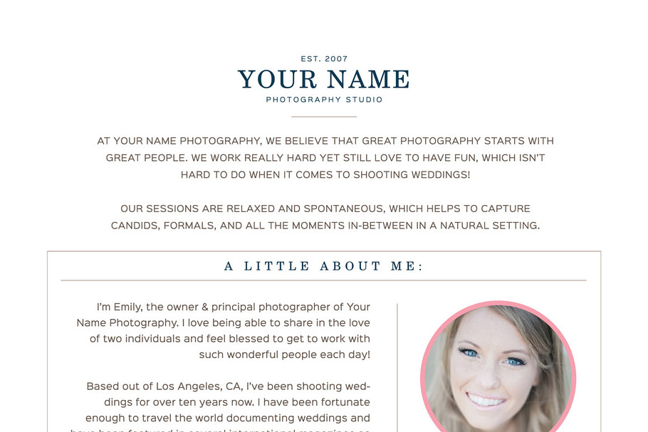 About Me Page for Photographers